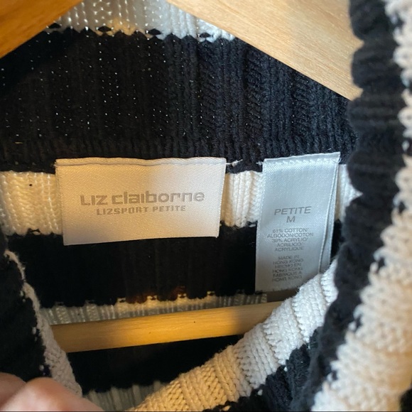 Vintage✨ Liz Claiborne • Black & White Striped Turtleneck - Picture 3 of 5